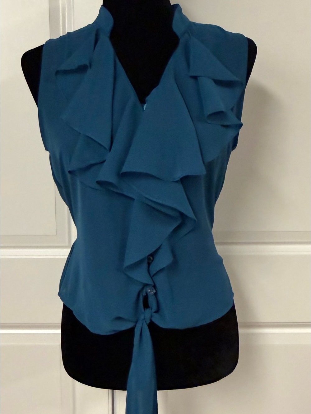 Mine Button Down Ruffle Front Blouse